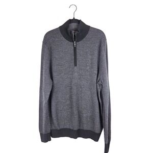 Brooks Brothers Extra Fine Merino Wool Gray Herringbone 1/4 Zip Sweater L‎ FLAWS